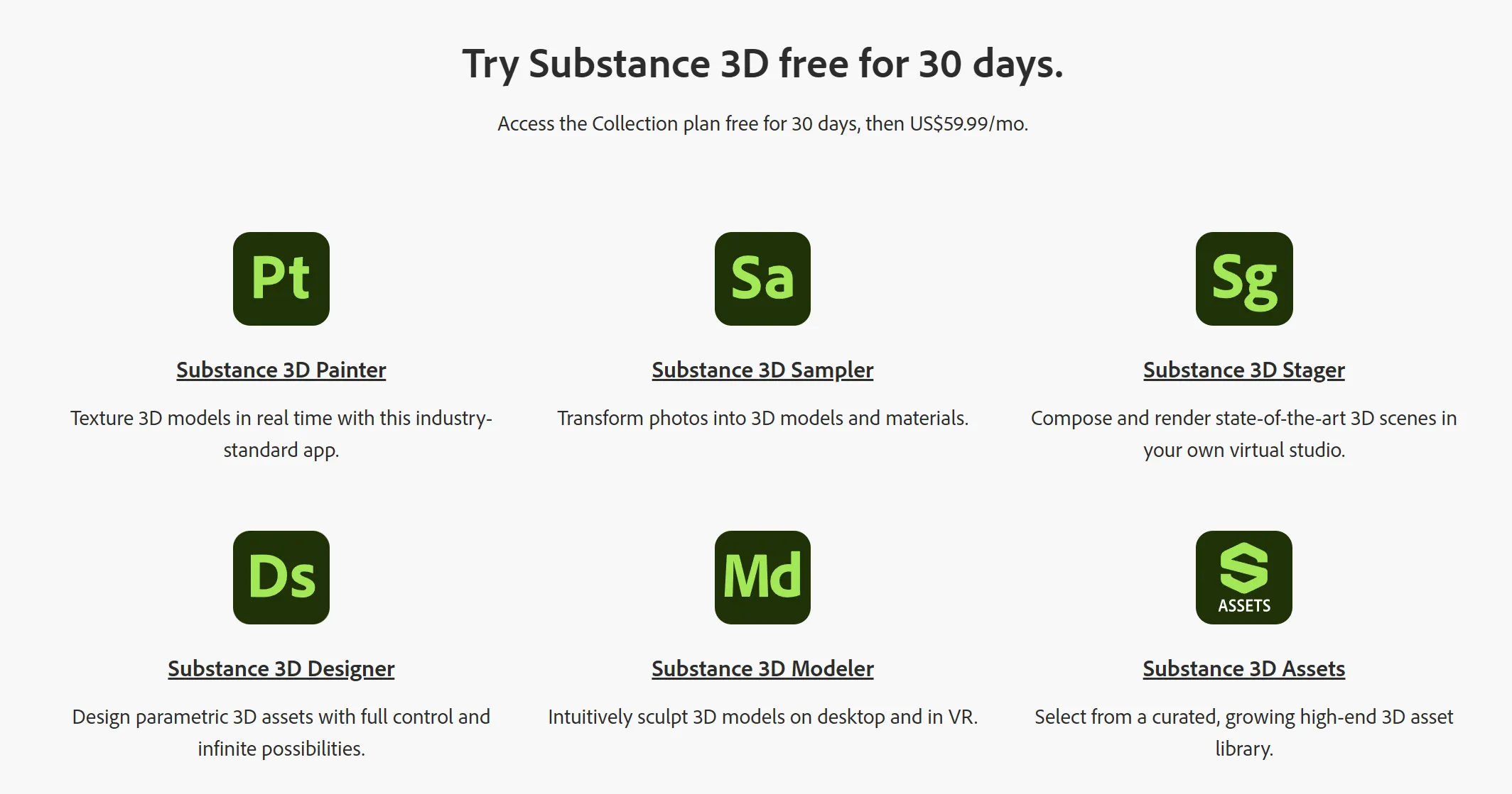Adobe Substance 3D Landing Page Apps Adobe Substance 3D Landing Page Apps